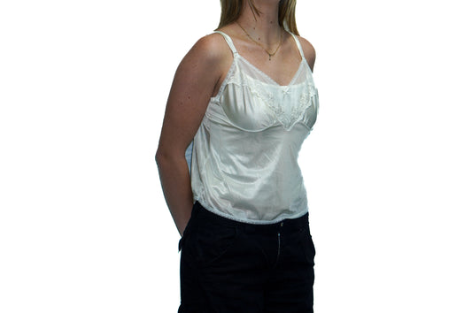 WHITE FLORAL SHEER LACE CAMI