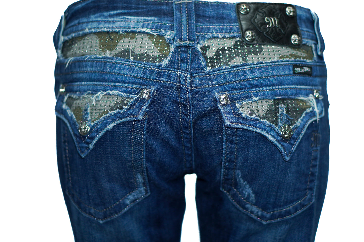 BEDAZZLED CAMO Y2K JEANS