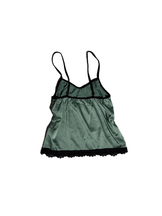 GREEN CROPPED LACE CAMI