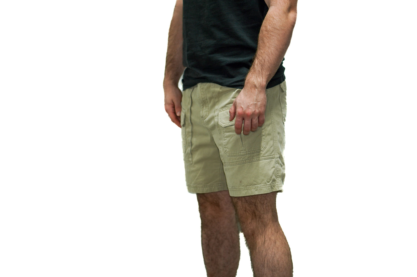 BEIGE STRAIGHT CARGO SHORTS