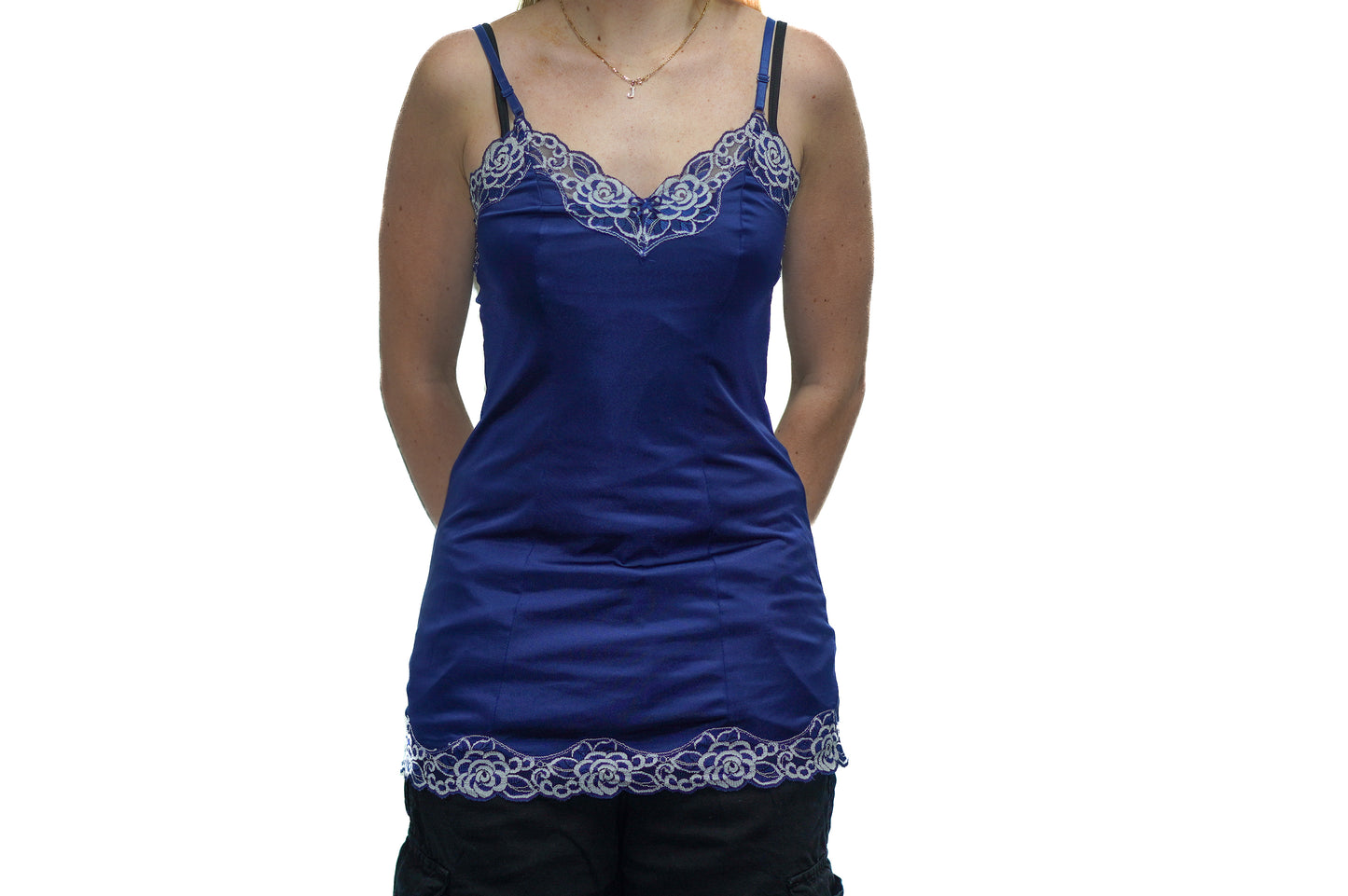 BLUE AND WHITE ROSE CAMI