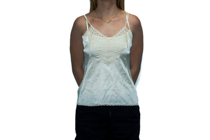 WHITE SILK LACE CAMI