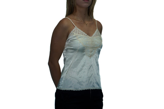 WHITE SILK LACE CAMI