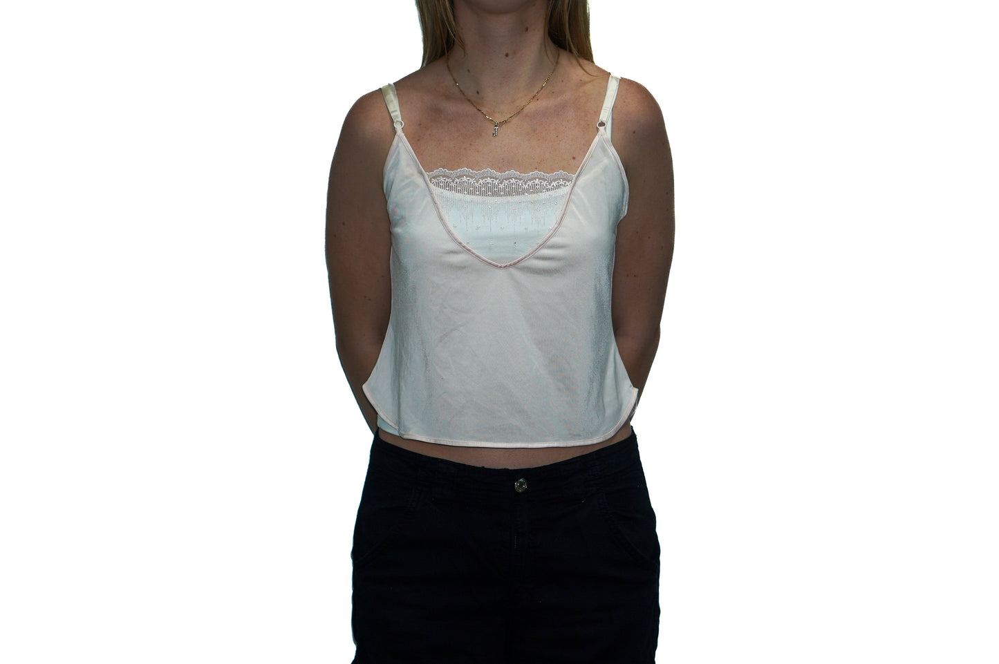 BABY PINK CROPPED SHEER CAMI