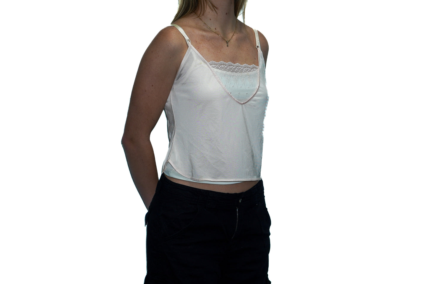 BABY PINK CROPPED SHEER CAMI