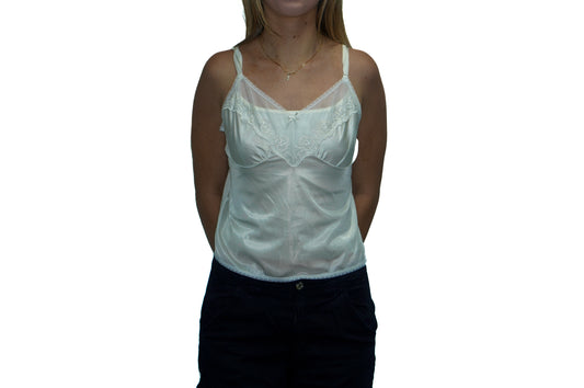 WHITE FLORAL SHEER LACE CAMI