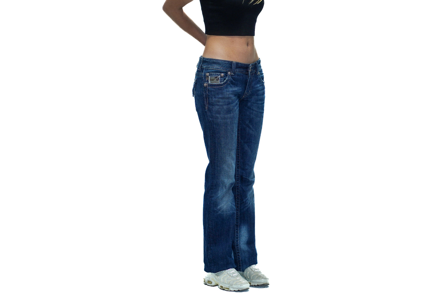 BEDAZZLED CAMO Y2K JEANS