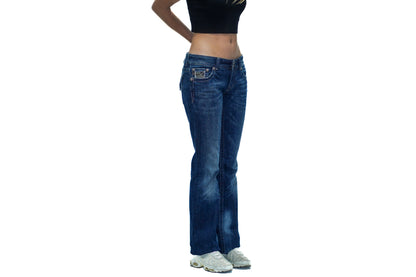 BEDAZZLED CAMO Y2K JEANS