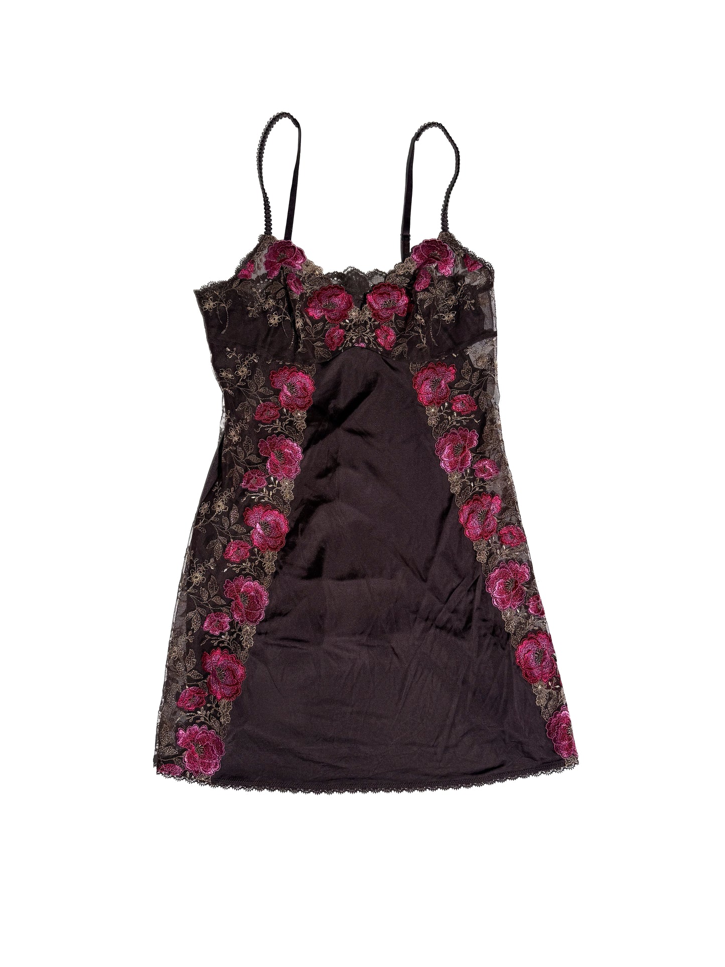 BROWN PINK ROSE LACE CAMI