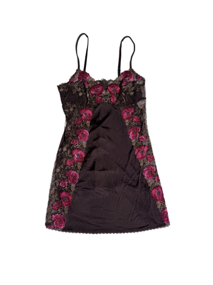 BROWN PINK ROSE LACE CAMI