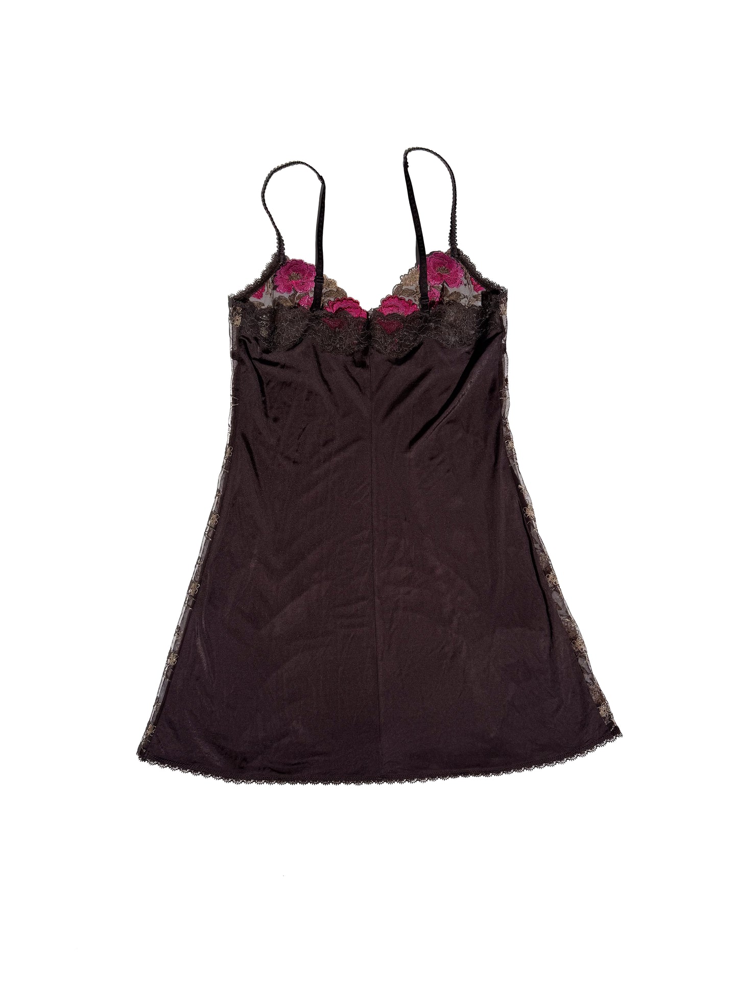 BROWN PINK ROSE LACE CAMI