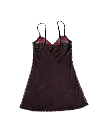 BROWN PINK ROSE LACE CAMI
