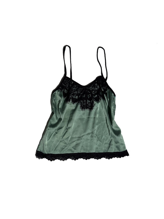 GREEN CROPPED LACE CAMI
