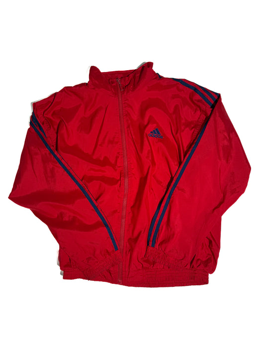 ADIDAS RED NYLON TRACK JACKET